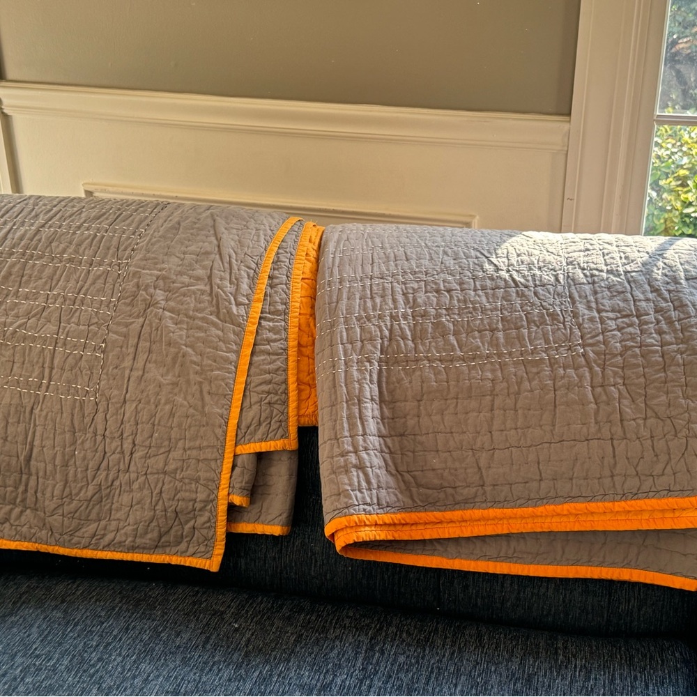Two Land of Nod (Crate and Barrel) twin quilts